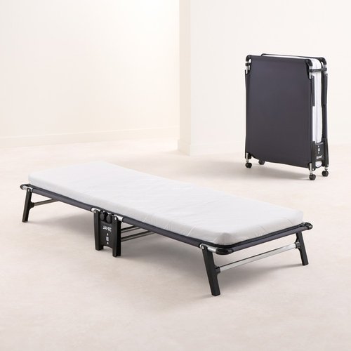 Jay-Be – Single - Hideaway Folding Bed with Rebound e-Fibre Mattress – White/Black – Metal/Fabric – 3ft