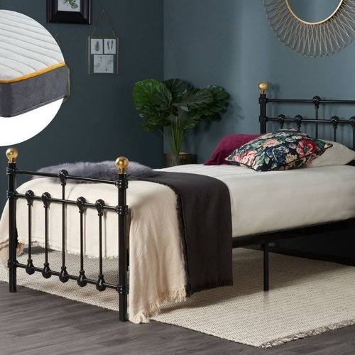 Birlea Atlas Bed Black with SleepSoul Comfort Mattress Single Black Bed Bundle
