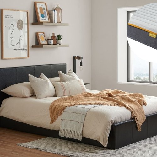 Birlea Berlin Ottoman Bed Brown with SleepSoul Comfort Mattress Small Double Brown Bed Bundle