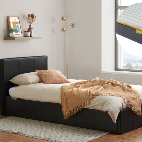 Birlea Berlin Ottoman Bed Brown with SleepSoul Comfort Mattress Single Brown Bed Bundle