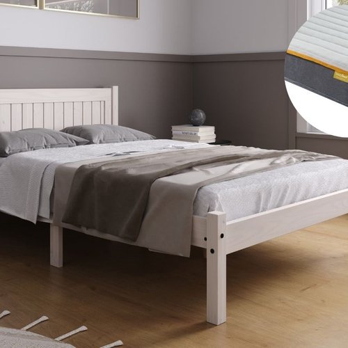 Birlea Rio Bed White with SleepSoul Comfort Mattress Small Double White Bed Bundle