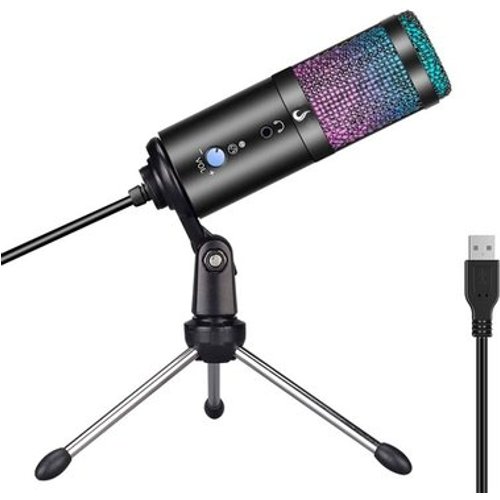 Microfone Gamer Rise Mode Elite 03 RGB, USB, Podcast e Streaming, Preto - RM-ME-03-B