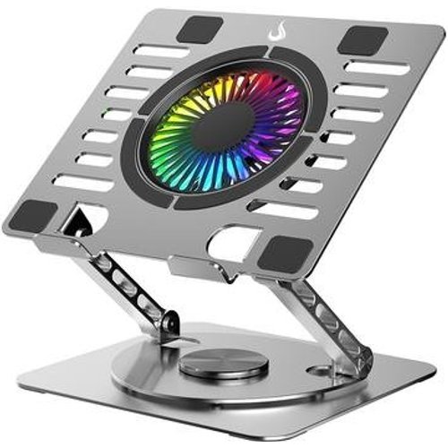 Base Articulada em alumínio com Cooler para Notebook e Tablets Rise Mode Até 17", Galaxy Gray X5, RGB, com Cooler - RM-CN-05-RGB