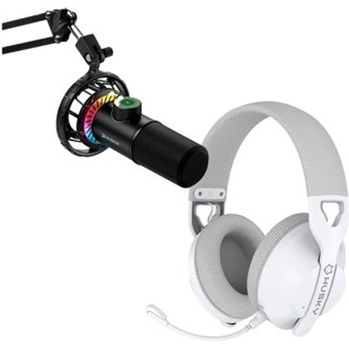 Kit Streamer Microfone Gamer Cardióide KBM! GAMING + Headset Gamer Husky Matilha, P3 3.5mm, Driver 40mm