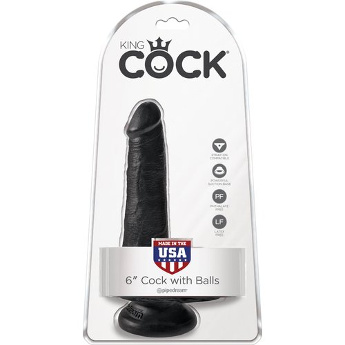 King Cock 6 Inch Cock With Balls - Black