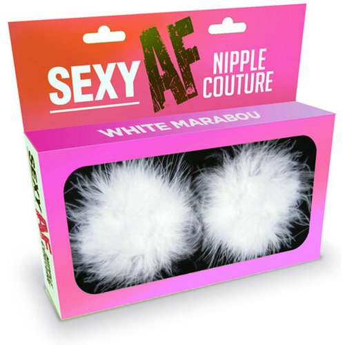 Sexy Af Nipple Couture White Marabou