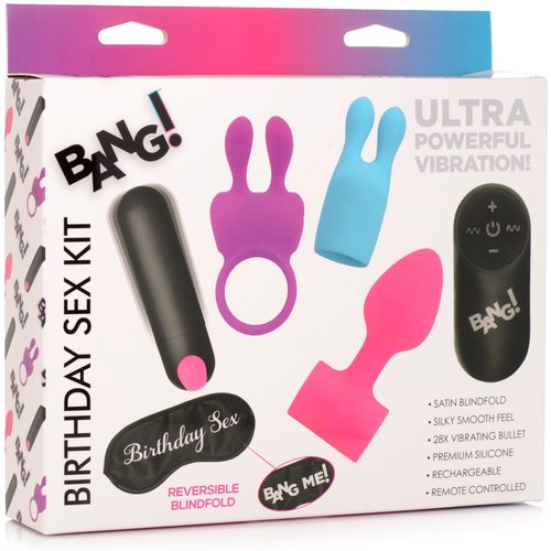 Birthday Sex Kit - C-Ring, Plug, C-Stim, Bullet and Blindfold