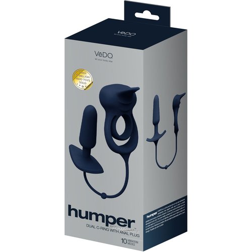 Humper Rechargeable Dual C-Ring With Anal Plug - Black
