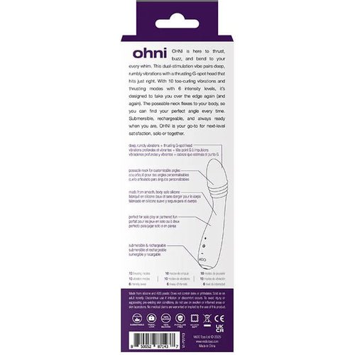 Ohni Rechargeable G-Spot Thrusting Vibe Purple