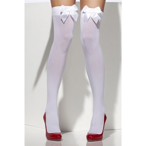 Thigh High Stockings With Bow - White Fv-29093