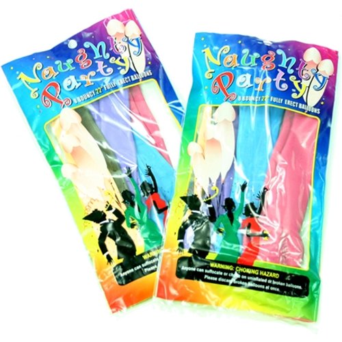 Naughty Party Balloons - Penis - 8 Pack - Assorted Colors