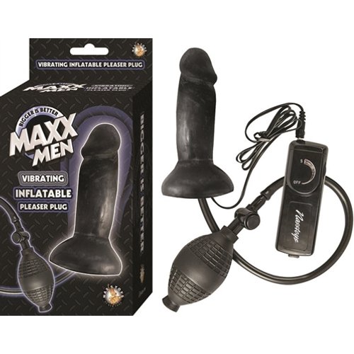 Maxx Men Vibrating Inflatable Pleaser Plug - Black
