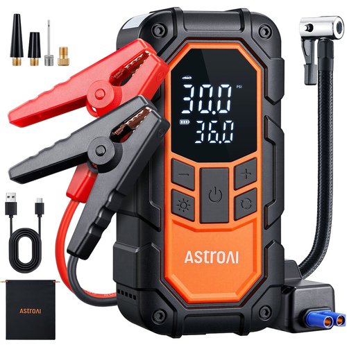 AstroAI S8 Nano Jump Starter with Air Compressor, 1500A Portable Car Battery Booster for 6.0L Gas/3.0L Diesel, 150PSI Auto Shut-Off Tire Inflator