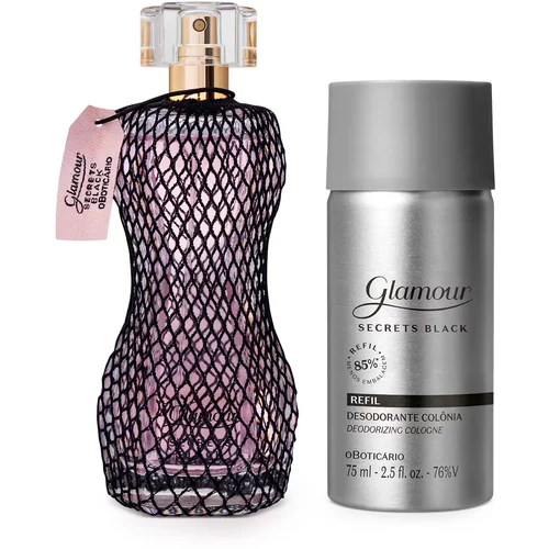 Combo Glamour Secrets Black: Desodorante Colônia 75ml + Refil 75ml