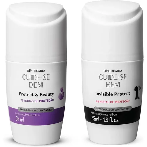 Combo Cuide-se Bem Desodorante Roll-on: Protect and Care 55ml + Invisible Protect 55ml