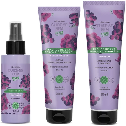 Combo Cuide-se Bem Cachos de Uva: Shampoo 270ml + Condicionador 250ml + Spray Perfumado 100ml