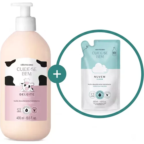 Combo Cuide-se Bem: Loção Corporal Deleite 400ml + Refil Nuvem 350ml