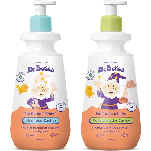 Combo Dr. Botica Cabelos Cacheados 3 ABC: Shampoo Infantil 400ml + Condicionador Infantil 400ml