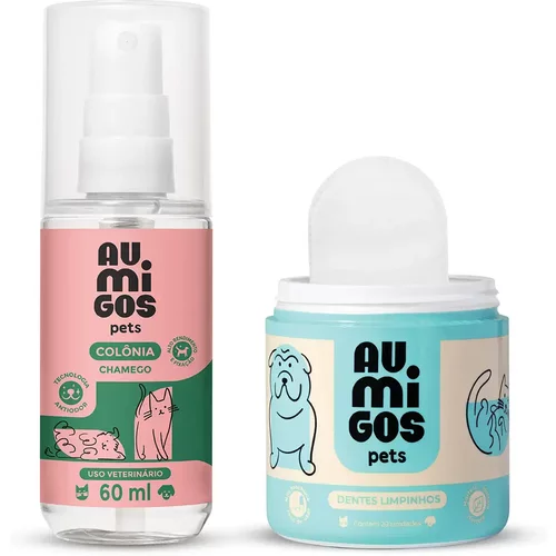 Combo Au.Migos Pet: Dedal Dental + Colônia Pet Au.Migos Chamego 60ml