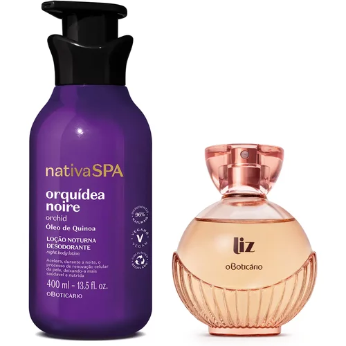 Combo Layering Flor de Fogo: Loção Corporal Nativa Spa Orquídea Noire 400ml + Liz Desodorante Colônia 100ml