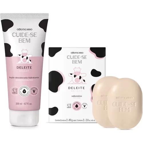 Combo Cuide-Bem Deleite: Loção Corporal 200ml + Sabonete em Barra 2x80g