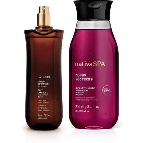Combo Nativa SPA Rosas Secretas: Sabonete Líquido Corporal 250ml + Óleo Multifuncional Corpo E Cabelos 85ml
