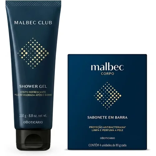Combo Malbec: Shower Gel Cabelo e Corpo 250g + Sabonetes em Barra 4x80g
