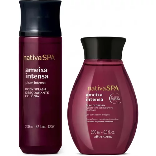 Combo Nativa Spa Ameixa Intensa: Body Splash 200ml + Óleo Glorioso Hidratante 200ml