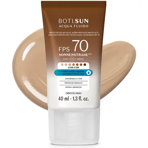 Protetor Solar Facial Com Cor FPS70 Boti.Sun 3.0 40ml