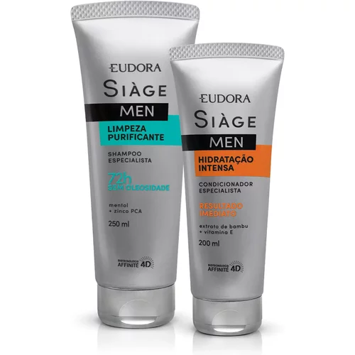 Combo Siàge Men: Shampoo Limpeza Purificante 250ml + Condicionador Hidratação Intensa 200ml