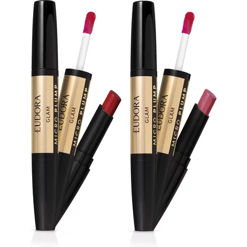 Combo Batom Glam Micro Plump: Rosado Nobre 1,8g + Vermelho Único 1,8
