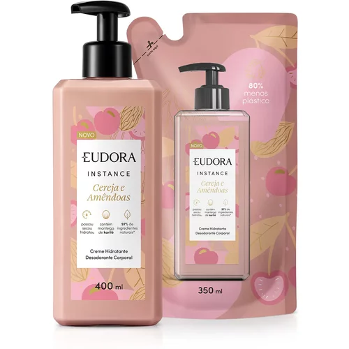 Combo Instance Cereja e Amêndoas: Loção Corporal 400ml + Refil Loção Corporal 350ml