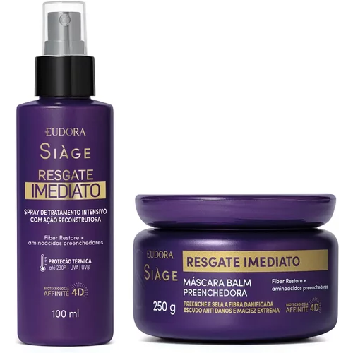 Combo Siàge Resgate Imediato Tratamento: Máscara Capilar 250g + Leave-In 100ml
