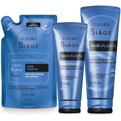 Combo Siàge Hair-Plastia: Shampoo 250ml + Refil Máscara Capilar 250g + Condicionador 200ml