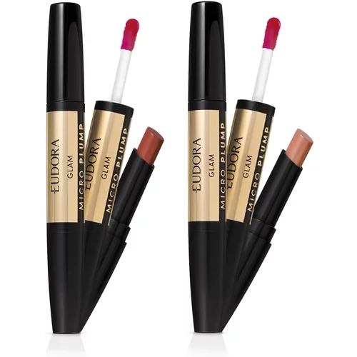 Combo Batom Duo Glam Micro Plump: Avelã Magnífico 1,8g + Terracota Retrô 1,8g