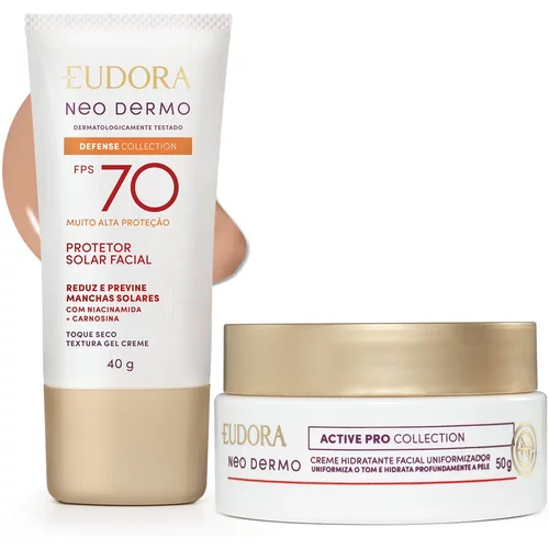 Combo Facial: Protetor Solar Facial Fps 70 Cor 2 40g + Creme Hidratante Facial Uniformizador 50g