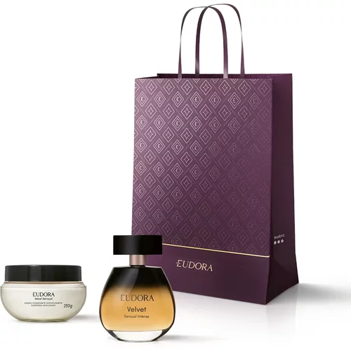Combo Eudora Velvet Sensual Intense Desodorante Colônia 100ml + Creme Corporal Velvet Sensual 250g + Sacola
