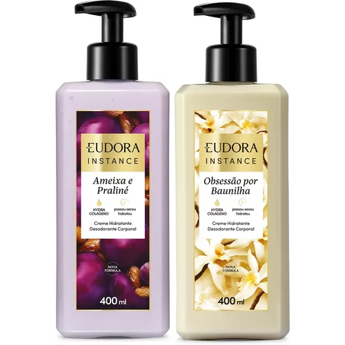 Combo Creme Corporal Instance: Baunilha 400ml + Ameixa e Praliné 400ml