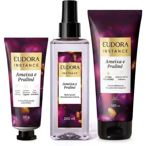 Combo Instance Ameixa e Praliné: Creme Mãos 30g + Body Splash 200ml + Creme Corporal 180ml