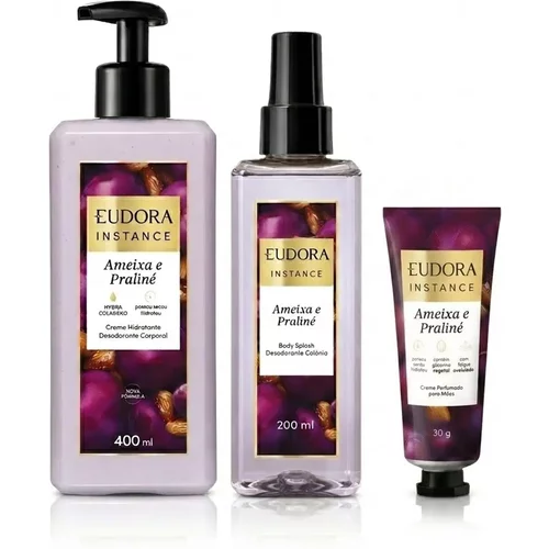 Combo Instance Ameixa e Praliné: Creme Mãos 30g + Body Splash 200ml + Creme Corporal 400ml
