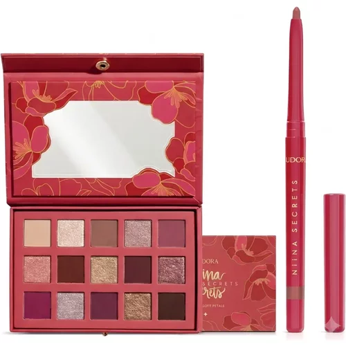 Combo Niina Secrets Soft Petals: Paleta de Sombras 10g + Lapiseira Labial Rosa Secreta 1,2g