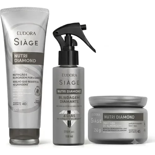 Combo Siàge Nutri Diamond Shampoo 250ml + Máscara Capilar 250g + Bruma Impermeabilizante 150ml