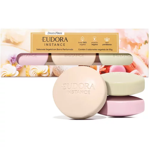 Kit Sabonete em Barra Vegetal Instance: Tartelete de Limão 50g + Bombom de Avelã 50g + Macaron de Framboesa 50g