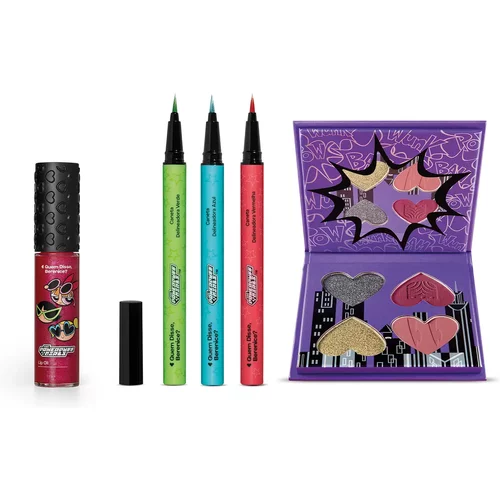 Combo QDB As Meninas Superpoderosas: Mini Paleta de Sombras 4g + 3 Canetas Delineadoras 0,4g cada + Lip Oil Translúcido 9,5ml