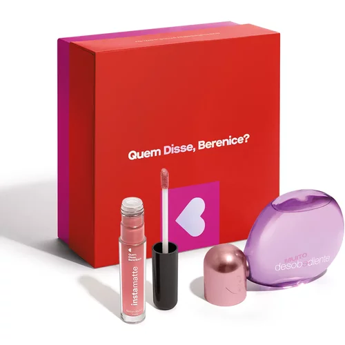 Combo Presente Dia dos Namorados: Muito Desobediente EDP 100ml + Batom Líquido Rosê 4ml + Caixa de Presente