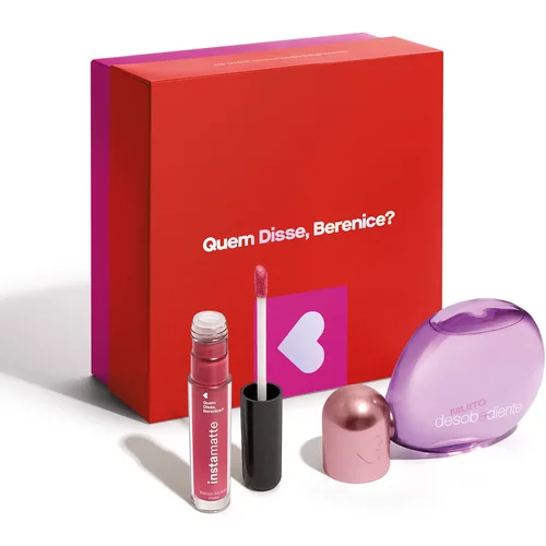 Combo Presente Dia dos Namorados: Muito Desobediente EDP 100ml + Batom Líquido Rosa 4ml + Caixa de Presente
