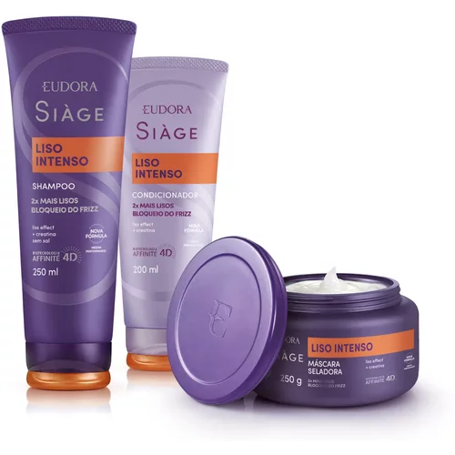 Combo Siàge Liso Intenso: Shampoo 250ml + Máscara 250g + Condicionador 200ml