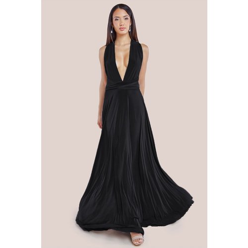 Goddiva Multiway Tie-Up Maxi Dress - Black