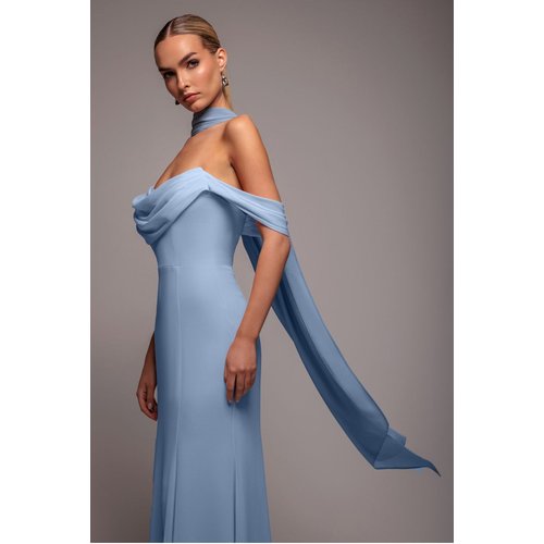 Goddiva Chiffon Scarf - Dusky Blue
