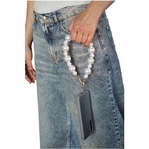 Goddiva Accessories Pearl Phone Strap - White
